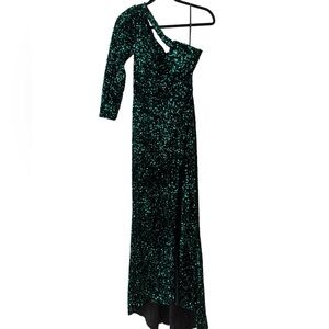 Clarisse Emerald Green Sequin One-Shoulder Gown
